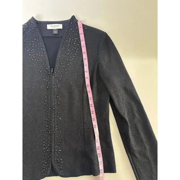 St. John Dress & Jacket Set Sz 6 Black Embellished Knit Evening Outfit - Picture 12 of 16